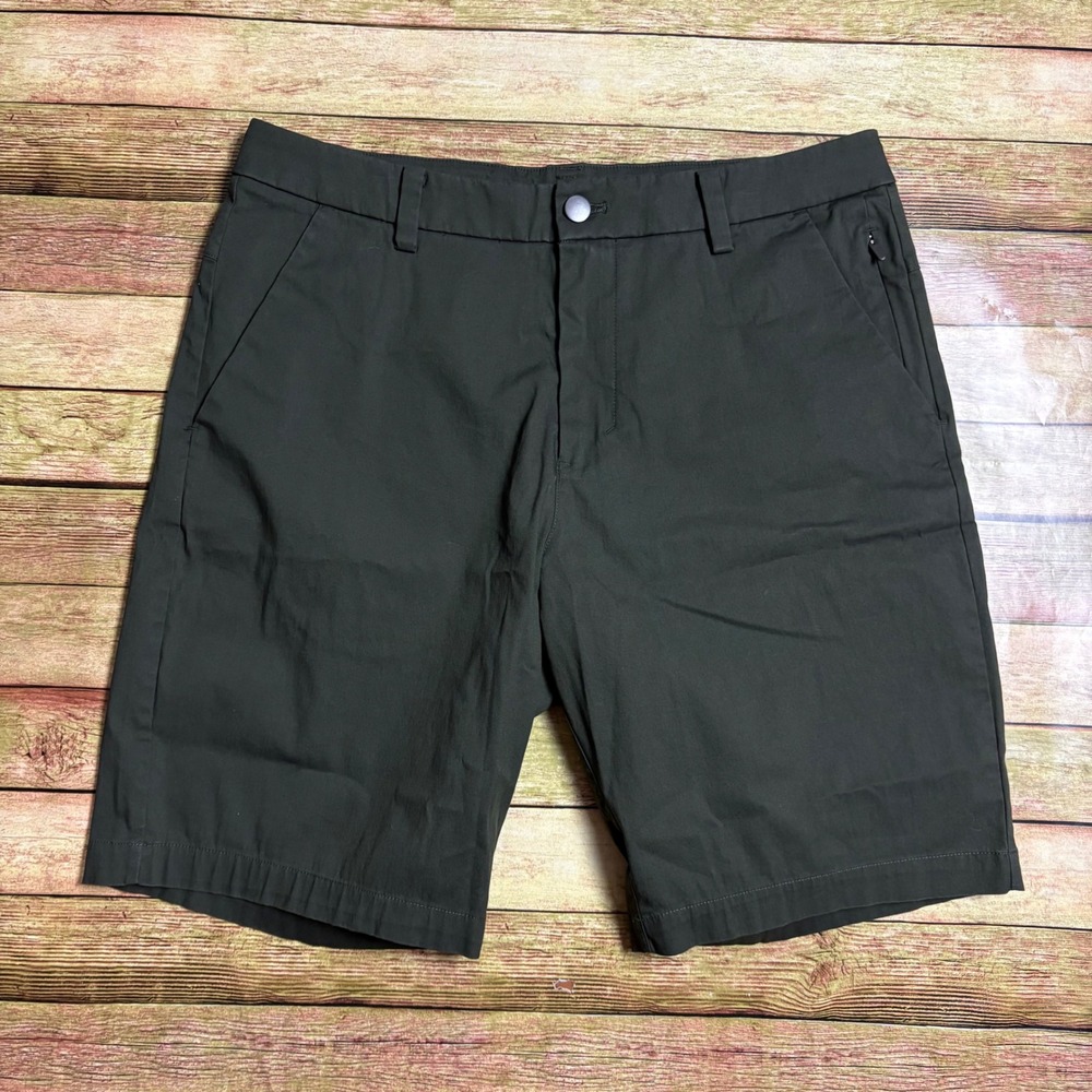 Lululemon Commission Shorts Mens 30 Dark Olive Green Chino Golf Tech 9 Inch